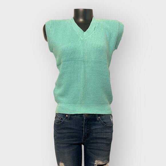 Rags Knitwear VINTAGE Womens Chunky Knit Sweater Vest sz S Pastel Twee Cute - Picture 1 of 6